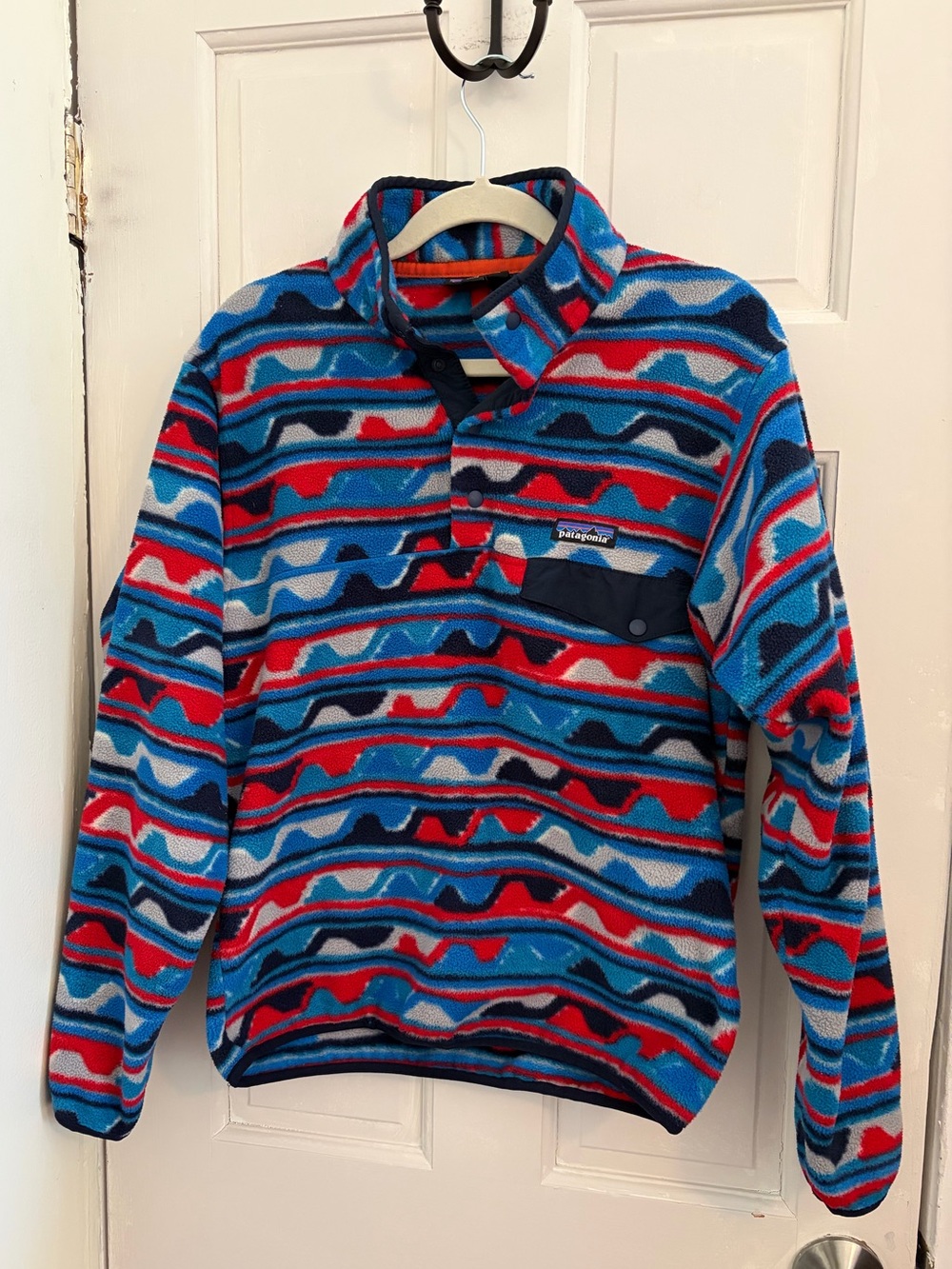 Patagonia Men's Synchilla Snap-T Pullover Fleece Aztec Blue Delta Waves size S
